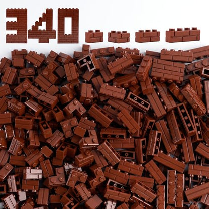 Classic Wall Bricks Building Block: 340 PCS Masonry Profile Brick Parts and Pieces Sets(Brown) - color: Brown