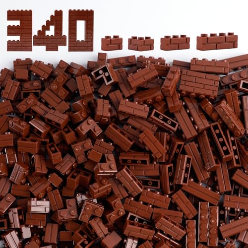 Classic Wall Bricks Building Block: 340 PCS Masonry Profile Brick Parts and Pieces Sets(Brown) - color: Brown