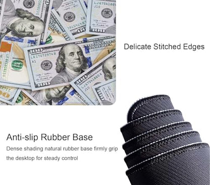 Gaming Large Mouse Pad with Stitched Edges, Hundred Dollar Bill Desk Mat, Extended Keyboard Pad, Non-Slip Rubber Base Desk Pad for Keyboard and Mouse, 31.5X11.8 inch - color: Hundred Dollar Bill