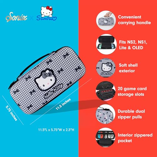 Sonix x Sanrio Carrying Case for Nintendo Switch 2, Switch 1, Lite, OLED, Protective Travel Case with Game Cartridge Storage | Hello Kitty Butterfly - color: Hello Kitty Butterfly