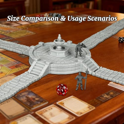 Modular Town Square Map Props for Dungeons and Dragons & TTRPGs, Fantasy Plaza Crossroad Scenery -25mm Unpainted Stone Fountain & 4-Way Pavement Path Set - Plaza Flower Bed (AF1104 N) - color: Af1104 N Plaza Flower Bed
