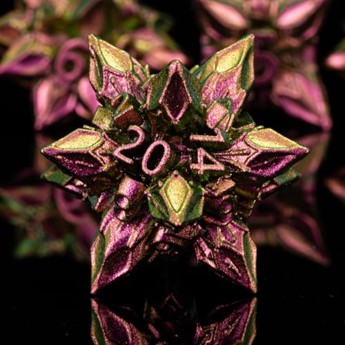DND Dice Set Metal,Polyhedral D&D Metallic Heterotypic D and D Dice with Cracks for Dungeons and Dragons RPG TTRPG 7-Die Set with Gift (Heterotypic, Heterotypic-Rose Red) - color: Heterotypic-rose Red, style: Heterotypic