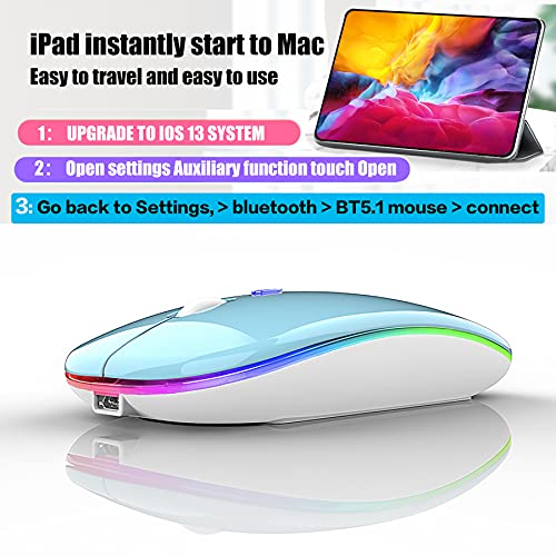 PEIBO Bluetooth Wireless Mouse for Laptop mac MacBook ipad MacBook air MacBook pro pc Desktop Computer Windows Chromebook Notebook (Blue White) - color: blue white