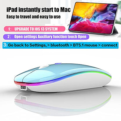 PEIBO Bluetooth Wireless Mouse for Laptop mac MacBook ipad MacBook air MacBook pro pc Desktop Computer Windows Chromebook Notebook (Blue White) - color: blue white