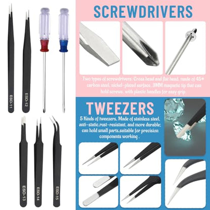 Bigstone 30 PCS Model Tools Kit Hobby Building Tool Modeler Basic DIY Tools Craft Set for Cars, Airplanes, Buildings, Robots Gundam Plastic Models Building Repairing and Fixing