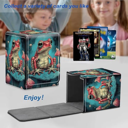 Card Deck Box for MTG Commander Trading Cards with Magnetic Closure,Premium Card Storage Box Case Cover for MTG TCG CCG Magic Cards,Frog Mushroom Weed