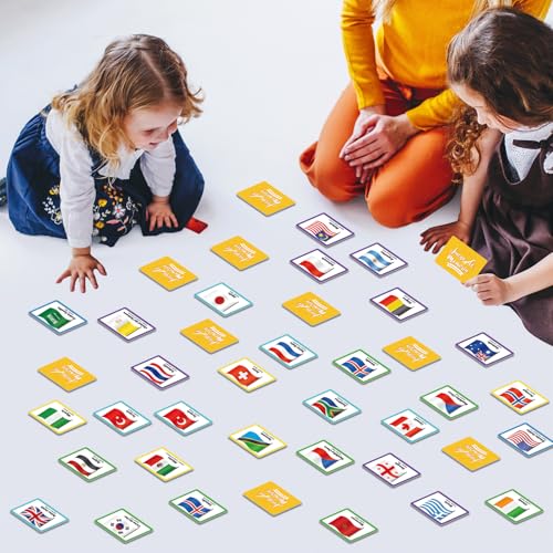 gisgfim 100 PCS Juego de Memoria de Banderas del Mundo en español para niños y adultos Flags of the World Memory Matching Games in Spanish Educational Matching Game Fun Fast Memory Game Gift Learning - style: Flags of the World in Spanish