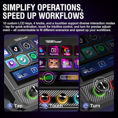 Macro Pad, Streaming Deck Stream Controller Soundboard Keypad, Programmable Keys USB Shortcut Keyboard for Gamer Streamer, Audio Mixer for OBS, YouTube, Office Desk Setup, PC, Mac - color: Black