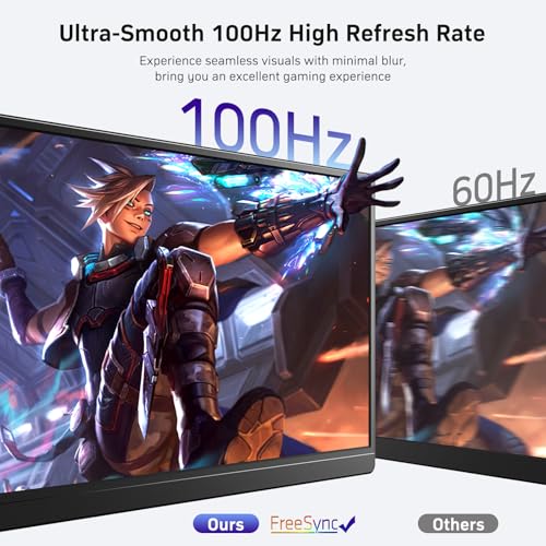 MNN 18.5" 100Hz FHD IPS USB-C HDMI Portable Gaming Monitor | 18.5" FHD IPS 100Hz, built-in stand & dual speakers, USB-C/HDMI, for PC/Phone/PS5/Xbox/Switch, travel gaming. - size: 18.5'' Monitor
