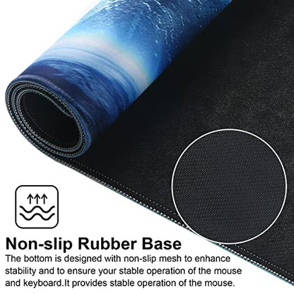 Large Gaming Mouse Pad with Stitched Edges,[27.5x11.8In] Extended Mouse Pad with Non-Slip Natural Rubber Base for Gamer/Desktop/Office/Home (70x30 Spaceball) - color: 70x30 Spaceball