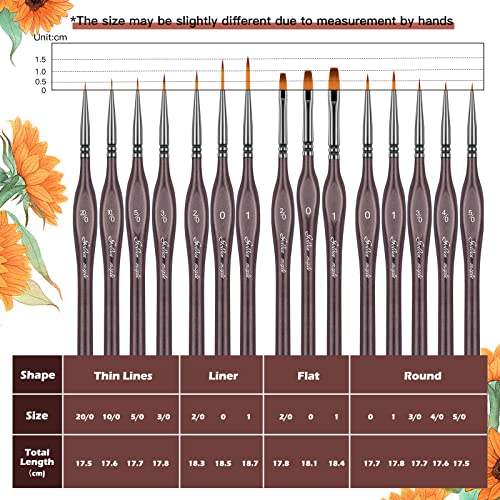 Golden Maple Miniature Paint Brushes, 15PC Model Brushes Micro Detail Paint Brush Set, Fine Detailing for Acrylics, Oils, Watercolors & Paint by Number, Figurine (Brown) - color: Brown