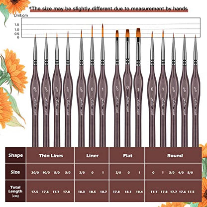 Golden Maple Miniature Paint Brushes, 15PC Model Brushes Micro Detail Paint Brush Set, Fine Detailing for Acrylics, Oils, Watercolors & Paint by Number, Figurine (Brown) - color: Brown