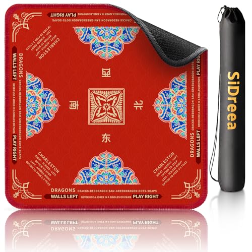 Mahjong Mat 32.4” x 32.4”, 3mm Thick Non-Slip Rubber Back Mahjong Table Mat, Noise Reduction Waterproof Mahjong Game Mat for Table, Mahjong Tile Mat for Cards, Dominoes & Board Games (Red2) - color: Red2