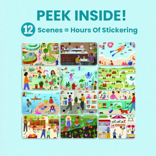All Around Town 500+ Kids Sticker Book by Cupkin Fun Toddler Travel Activity Coloring and Sticker Book, Road Trip Essentials, 12 Coloring Pages 12 Side by Side Scenes for Ages 2–8 Years - color: All Around Town