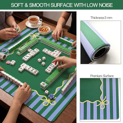 Green Teal Mahjong Mat (32.5” x 32.5”) with Carrying Bag Non Slip Noise Reduction Gaming Mat Rubber Mahjong Table Cover Accessoriesfor Poker Board Games Dominoes - color: Green Teal