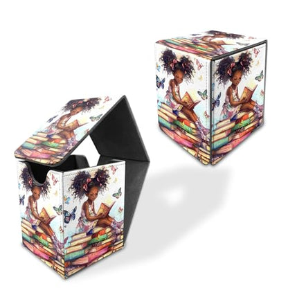 for MTG Deck Box, Commander Deck Case Fits 100 Double Sleeved Cards, PU Leather Storage Box, Compatible with Magic/TCG/PTCG/EDH/Sport Cards,American girl - color: American girl