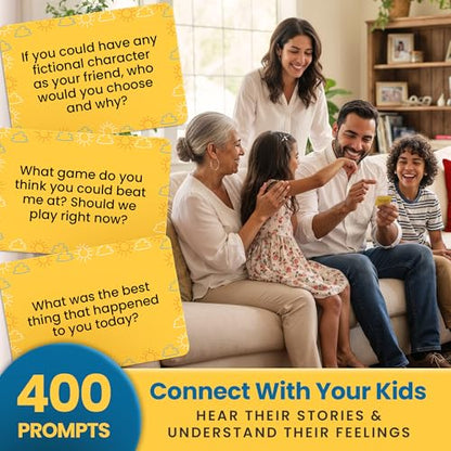 400 Conversation Cards for Kids – Engage Kids, Laugh, and Grow Closer During Family Dinner, Game Night, and Road Trips – Have Fun Building Social-Emotional Skills - Super Portable 2.5" x 1.75" Cards