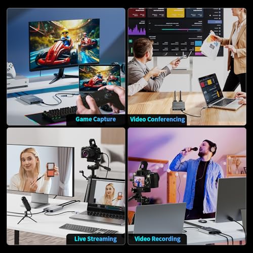 Aluminum HDMI Capture Card, USB 3.0 1080P 60FPS Audio Video Capture Card for Streaming/Gaming/Video Conference, 4K@30Hz Input & Pass-Through Capture Card for Nintendo Switch/PS5/Xbox/Camera/PC - size: 4K30Hz