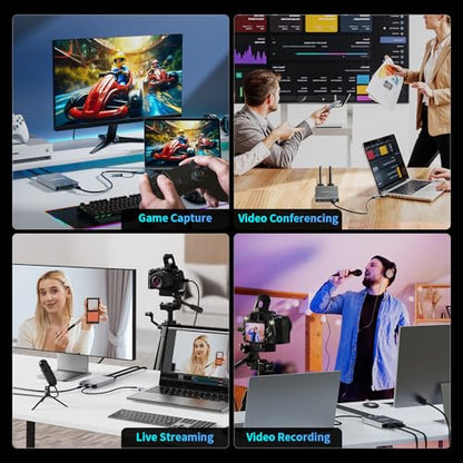 Aluminum HDMI Capture Card, USB 3.0 1080P 60FPS Audio Video Capture Card for Streaming/Gaming/Video Conference, 4K@30Hz Input & Pass-Through Capture Card for Nintendo Switch/PS5/Xbox/Camera/PC - size: 4K30Hz