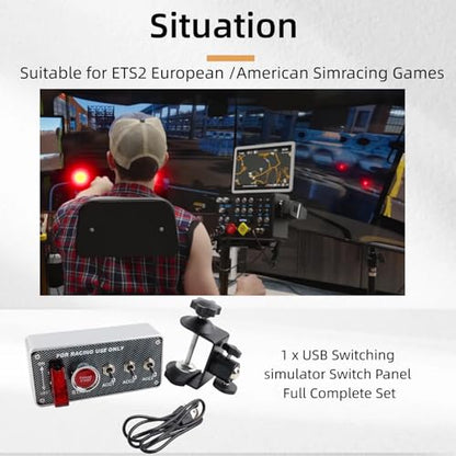 European Truck Switch Panel Simulator USB12V Ignition Push Buttons Box Fit for ATS/ETS2 (American Truck Simulator/Euro Truck Simulator)
