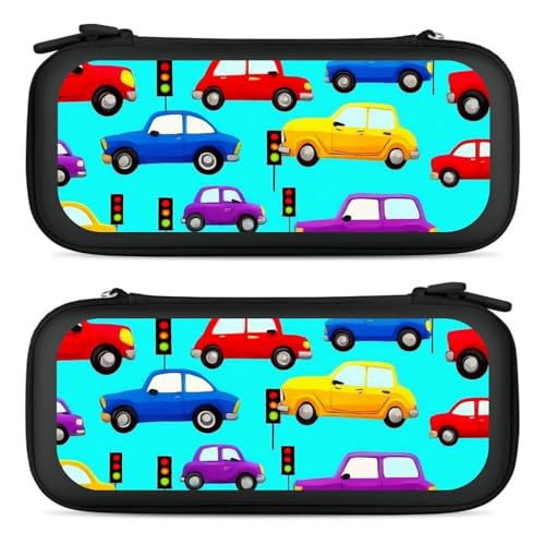 Carrying Case Compatible with Nintendo Switch, Travel Storage Holder Bag with 15 Game Cartridges Colorful Race Car Cartoon Cars Hard Shell Protective Pouch - color: Color(85)