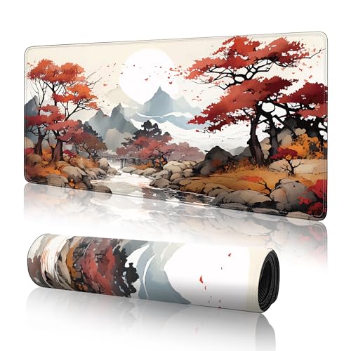 Cherry Blossom XL Mouse Pad,Large Mouse Pad Gaming 31.5 x 11.8 in Mouse Mat Desk Pad,Extended Keyboard Mousepad Large Desk Mat with Non-Slip Rubber Base and Stitched Edge for Home Office - color: Cherry Blossom2