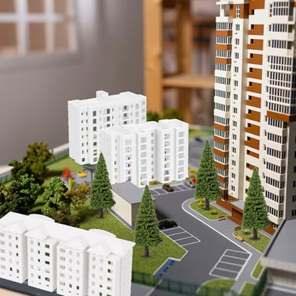 Vaguelly Miniature Apartment Building Model Plastic 4 Pack Set | Plastic construction, lightweight and durable, Easy to install, For architectural models and landscape decoration