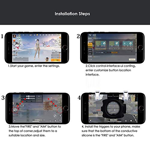 Newseego for Mobile Game Controllers, Phone Triggers for Mobile Phone, Sensitive Controller Joysticks Aim & Fire Trigger Keys for Rules of Survival (1 Pair Mobile Triggers) - color: Transparent