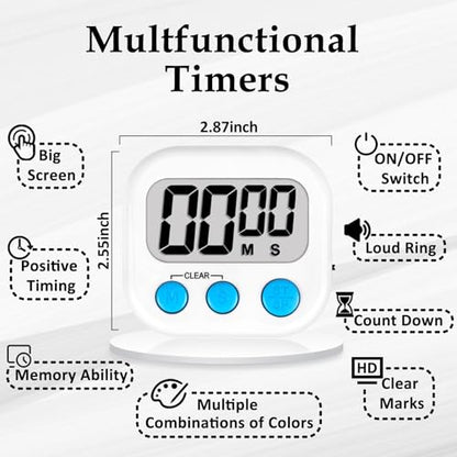 ZILLEEN Classroom Timers for Kids Classroom Magnetic Digital Kitchen Timers for Cooking Teachers Gym Game 6 Pcs - color: White & Black & Pink & Green & Orange & Purple