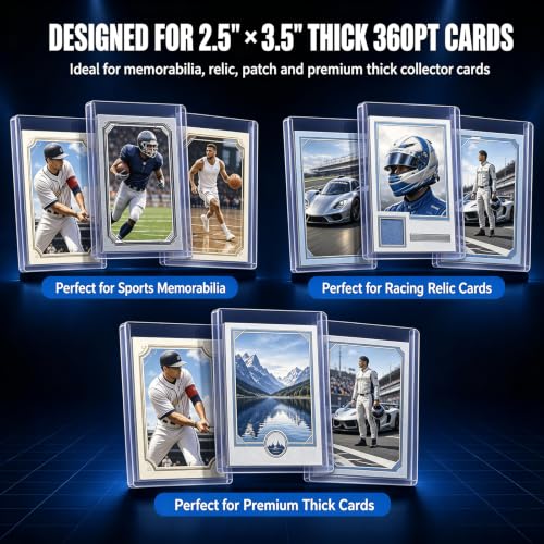 DEDC 20 Top Loader Thick Card Load Holder Storage for Trading Cards Sports Sleeves Hard Plastic 360 Point Protective Toploaders 3"x4" Rigid Memorabilia Collectibles - size: 360pt