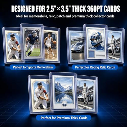 DEDC 20 Top Loader Thick Card Load Holder Storage for Trading Cards Sports Sleeves Hard Plastic 360 Point Protective Toploaders 3"x4" Rigid Memorabilia Collectibles - size: 360pt