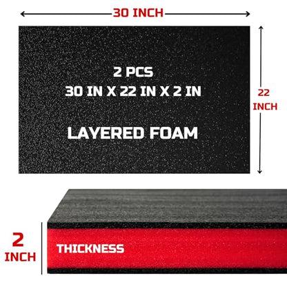ONREVA Tool Box Foam, 2Pack 30x22x2 inch, Foam Inserts for Cases, Polyethylene Storage Sheets for Toolbox Hard Case, Tool Shadow Insert, Kaizen Organizer Sheet