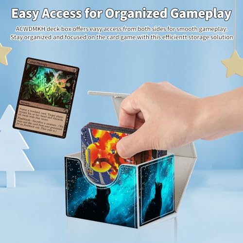 for MTG Commander Deck Box,Card Deck Box for Trading Yugioh MTG,Fits 100 Double Sleeved Cards,PU Leather Strong Magnet Case for Magic Commander TCG CCG,Black Glitter Cat - color: Black Glitter Cat