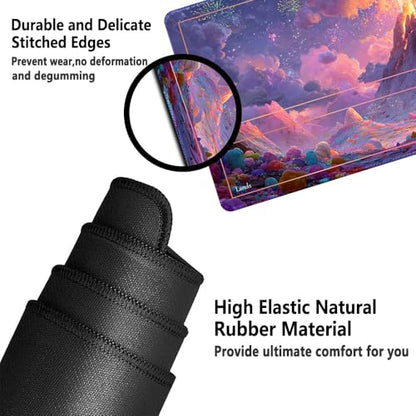 MTG Playmat 24x14 Inch | Optional Game Zone Layout | Non-Slip Rubber Base | Stitched Edges | Includes Free Storage Bag | for TCG, Board Games, and Desk Use(Candlume,with Zone) - color: Candlume, style: With zone