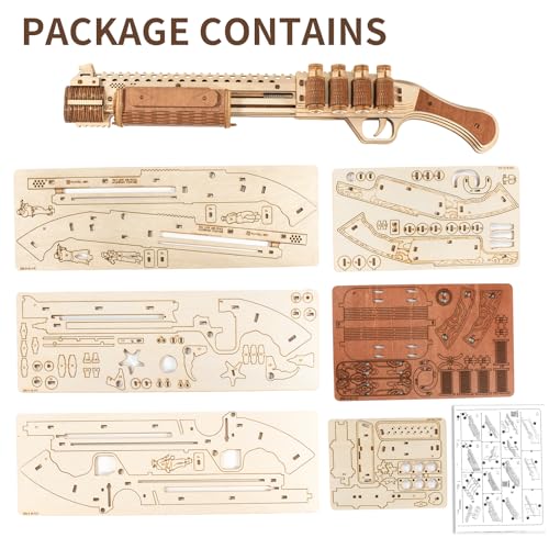 3D Wooden Puzzle for Adults, Rubber Band Guns, Toy Shotgun Model Building Kit, DIY Wood Crafts Cool Toy, Hobbies for Man, Unique Gift for Kids, Adults, Lovers - color: Shotgun
