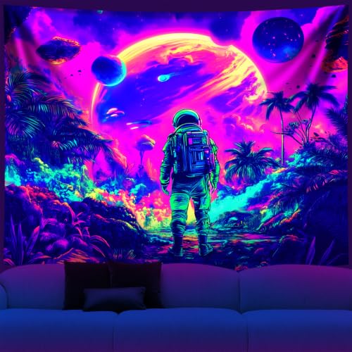 NYZE Astronaut Space Tapestry for Bedroom, Glow in the Dark Room Decor Wall Tapestries, Cool Galaxy Planet Wall Hanging, Wall Hanging for Men Guys Gamer Room Dorm Living Room 59x51 in - color: Astronaut E, size: 59"L x 51"W