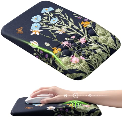 Ospelelf Mouse Pad with Wrist Rest Floral Ergonomic Comfortable Pain Relief Mousepad Wrist Support for Computer Office - color: Moonlit Blossoms