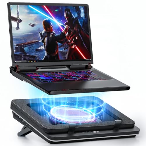 IETS GT600 Laptop Cooling Pad Equipped with Gigantic Turbo-Fan（5.5inch Diameter）,Sealed Foam for Rapid Cooling Gaming Laptop,14.1-19.3 inch Laptop Cooler with 3-Port USB Hub,Dust Filter,Touch Start - color: V1(HUB)