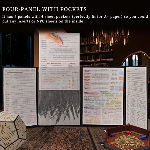DND Faux Leather Dungeon Master Screen and Initiative & Combat Trakers with Insert Cards