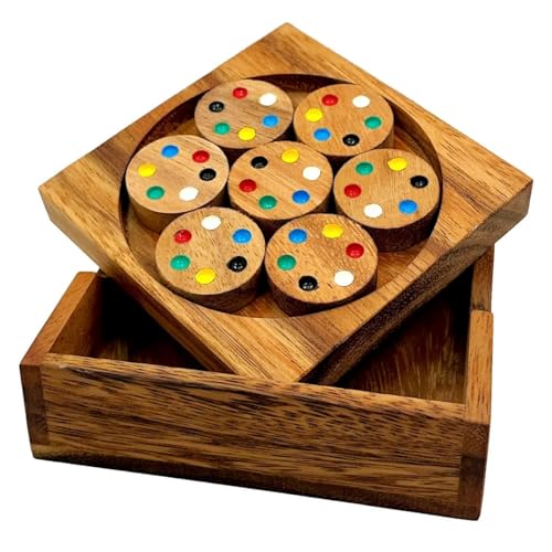 Circles Color Match challenging Wooden IQ Puzzle Fun Play Brain Teaser Game for Adults and Teens - style: Circles Color Match