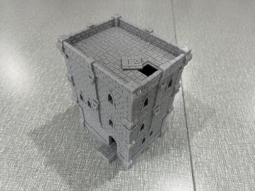 Medieval Castle Tabletop Terrain Set for 18mm & 28mm Miniatures – Paintable Wargame & Diorama Building Kit (3 Floors) - size: 3 Floors