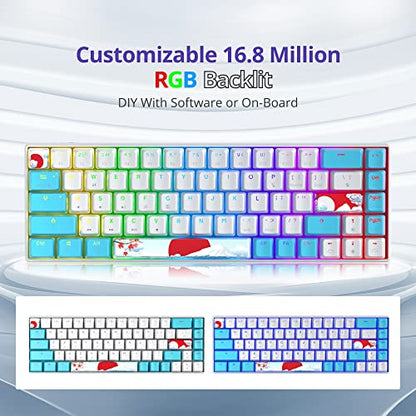 65% Mechanical Keyboard 68-Key Wired Gaming Keyboard with Blue Switch RGB Lighting Effect PBT Keycaps Ultra-Compact Mini Keyboard Suitable for Win/Mac(68 Sea) - color: 68 Sea/Blue Switch