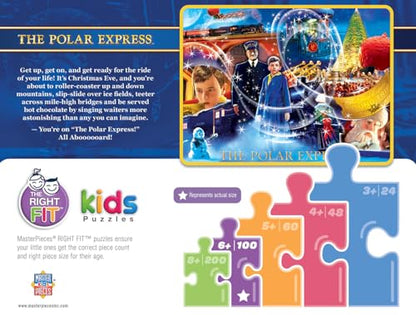 MasterPieces 100 Piece Christmas Jigsaw Puzzle for Kids - The Polar Express The Golden Ticket - 14"x19" - style: The Polar Express