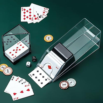 Honoson 6 Deck Blackjack Shoe and Discard Tray Acrylic, Clear | Card Dispenser for Poker Games, Dealing Shoe with Discard Holder for Casino Blackjack, Transparent Acrylic Material - color: Clear, style: 6 Deck