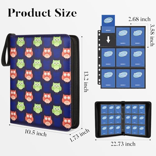 Fabmaker 9 Pocket Card Binder, PU Cover Trading Card Binder Holds 756 Cards | Premium 3 Ring Zipper Card Binder, Portable Baseball Card Binder, Collection Album for Game & Sport Cards, Cartoon Style - color: Cartoon Style