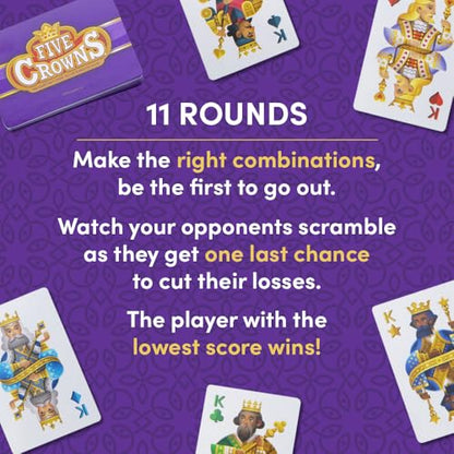 Five Crowns Rummy Style Card Game for Kids and Adults, Family Game Night | Family Game Night, Travel Games, Screen-Free, Holiday Game, Playing Cards, Award-Winning - style: Five Crowns