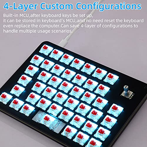Koolertron One Handed Mechanical Gaming Keyboard with 24 Macro Keys, 45-Key Fully Programmable Mini Keypad, Blue Backlit/Red Switches for Windows PC Gamers - style: 45 Keyboard /Red Switch