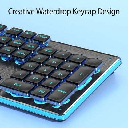 Plug and Play USB Cord Keyboard Mechanical Feel Silent IPX4 Waterproof Gaming Keyboard with Colorful Backlight