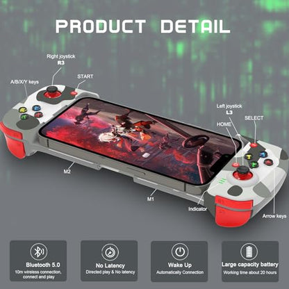 Joso Phone Controller for iPhone/Android Support Phone Case, Mobile Gaming Controller with Ergonomic Design - Wireless Gamepad for Cloud Gaming & PS Remote Play - color: Camouflage