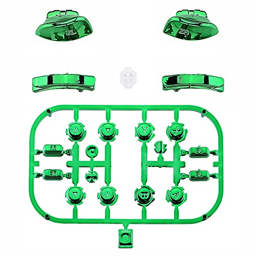 eXtremeRate DIY Full Set Buttons for Nintendo Switch & Switch OLED, Chrome Green Glossy Replacement Buttons for JoyCon, ABXY Direction Keys SR SL L R ZR ZL + - Home Capture Trigger Buttons Springs - color: Chrome Green